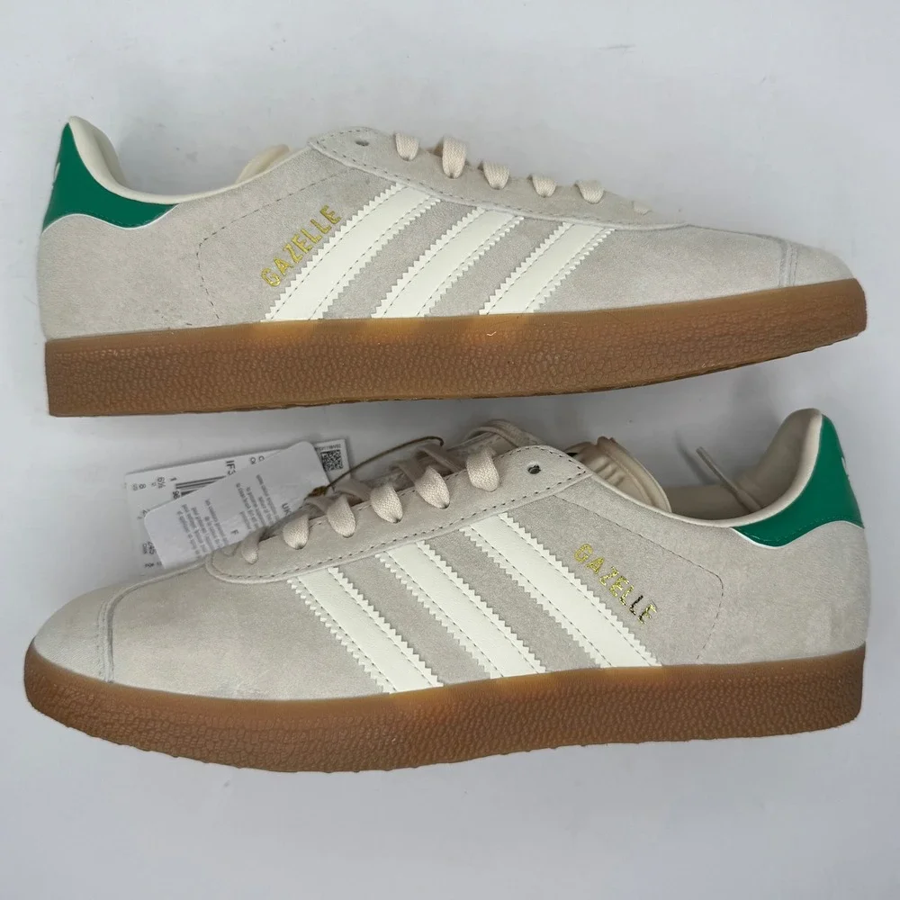 Adidas Gazelle W Womens 8 Wonder White Green IF3235 Suede Gum Sole Sneakers - Picture 2 of 13